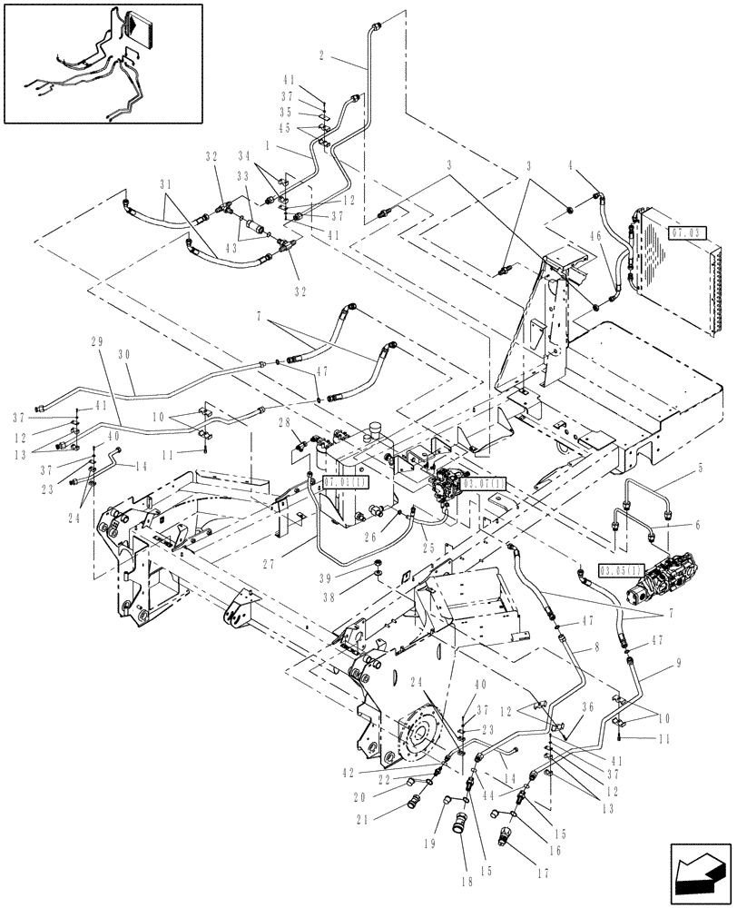 Схема запчастей Case IH WD1903 - (07.06[1]) - HYDRAULIC HEADER DRIVE (07) - HYDRAULICS