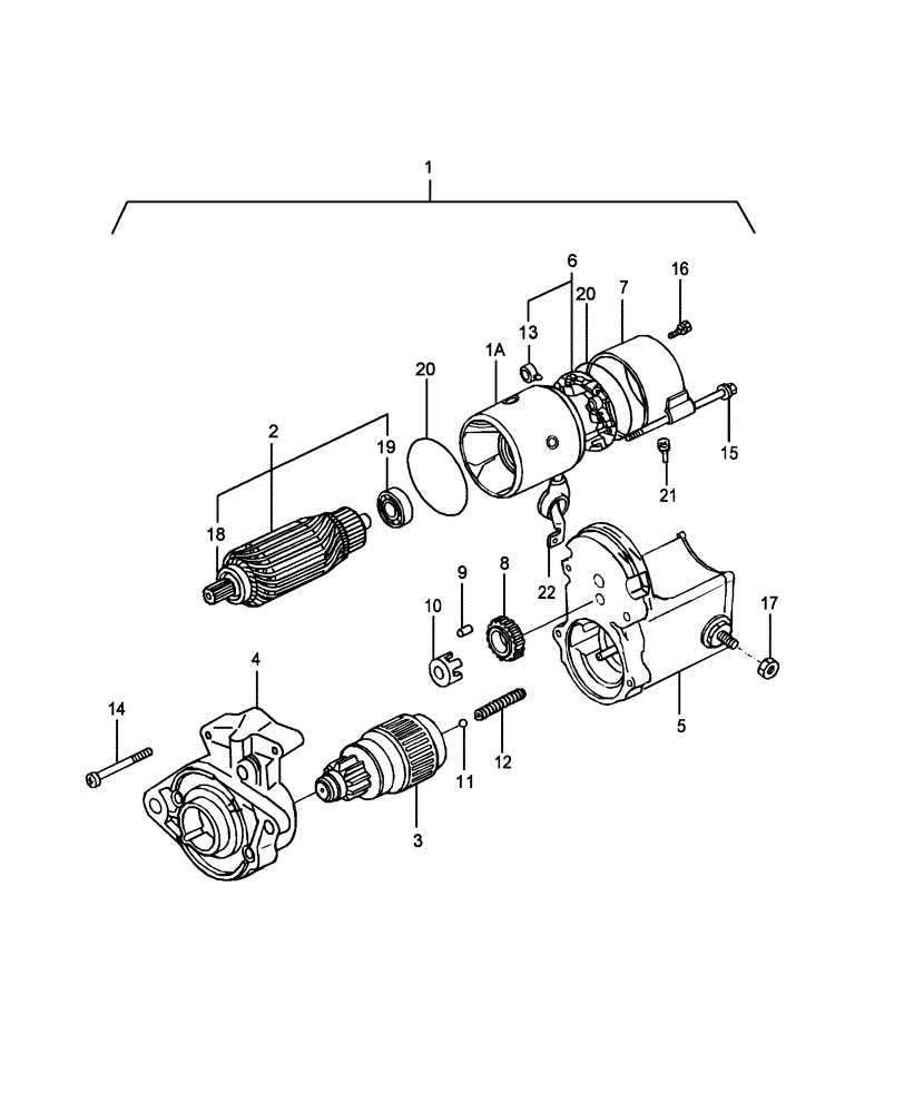 Схема запчастей Case IH DX25E - (01.08) - STARTING MOTOR (01) - ENGINE