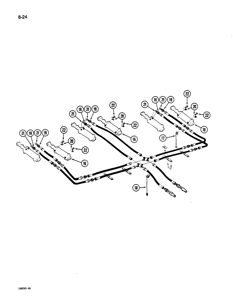 Схема запчастей Case IH 6200 - (8-24) - HYDRAULIC LIFT SYSTEM THREE DRILL, 24 X 6, 20 X 7, 20 X 6, 16 X 8, CONTD (08) - HYDRAULICS