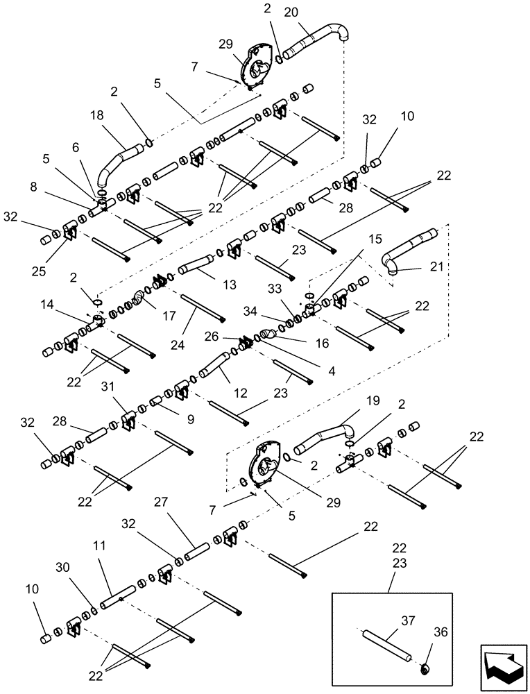 Схема запчастей Case IH 1240 - (39.110.15) - VACUUM AIR SYSTEM - 24 ROW (39) - FRAMES AND BALLASTING