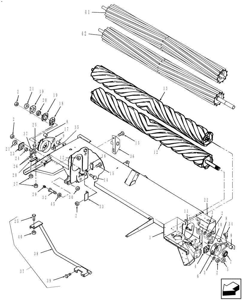 Схема запчастей Case IH DCX101 - (60.120.01[02]) - CHEVRON CONDITIONING ROLLS (60) - PRODUCT FEEDING