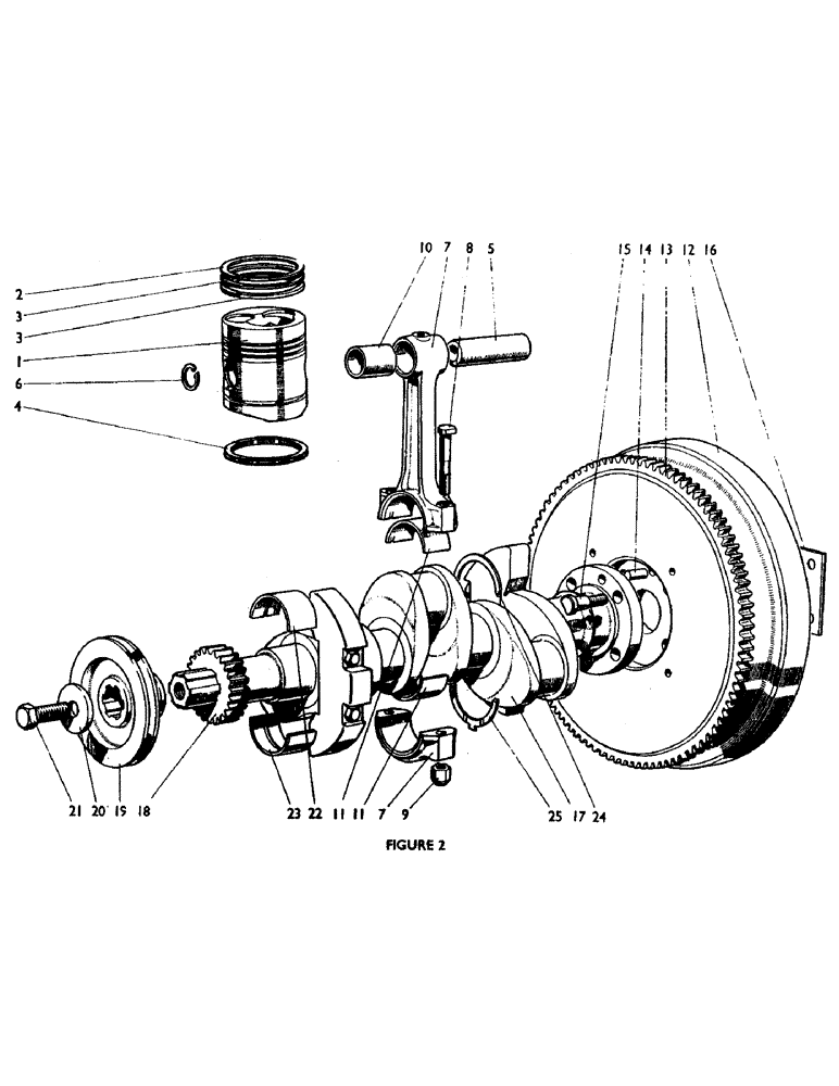 Схема запчастей Case IH 880E - (06) - PISTONS, CONNECTING RODS, FLYWHEEL AND CRANKSHAFT (01) - ENGINE