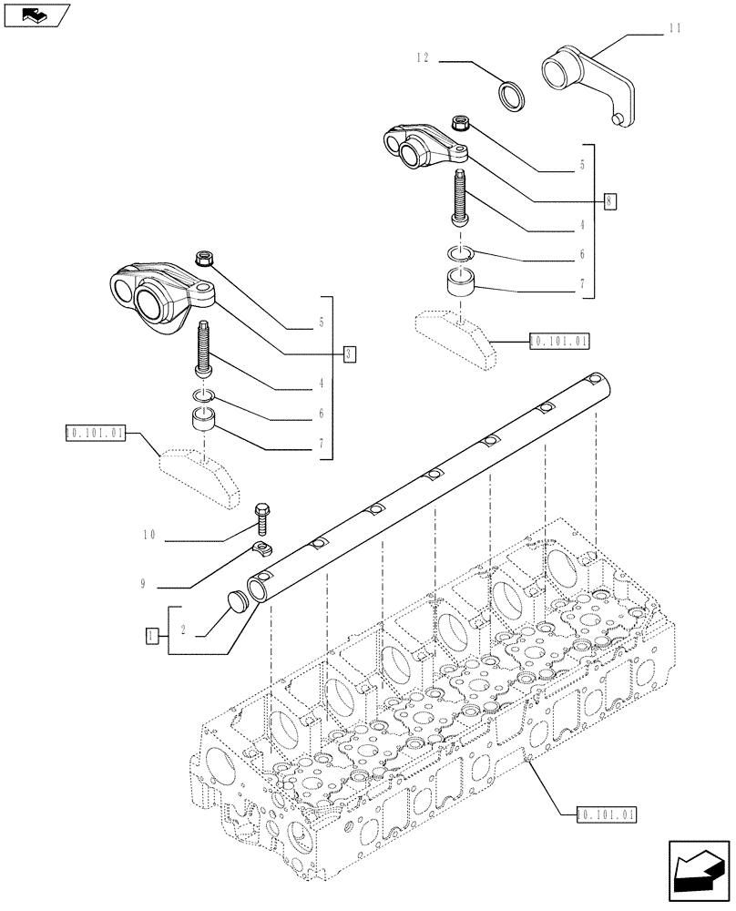 Схема запчастей Case IH F2CFE613R A021 - (10.106.02) - ROCKER SHAFT (504312664) (10) - ENGINE