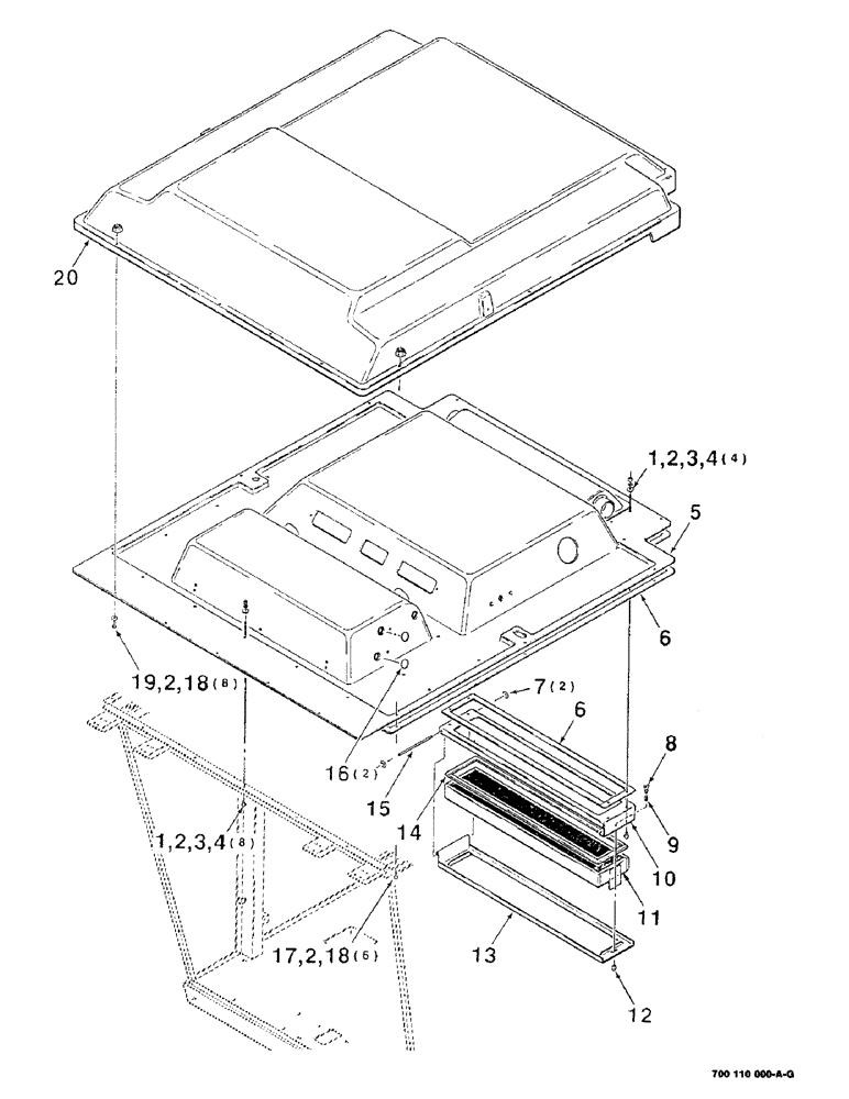 Схема запчастей Case IH 8850 - (07-12) - CAB ROOF AND FRAME ASSEMBLY (09) - CHASSIS