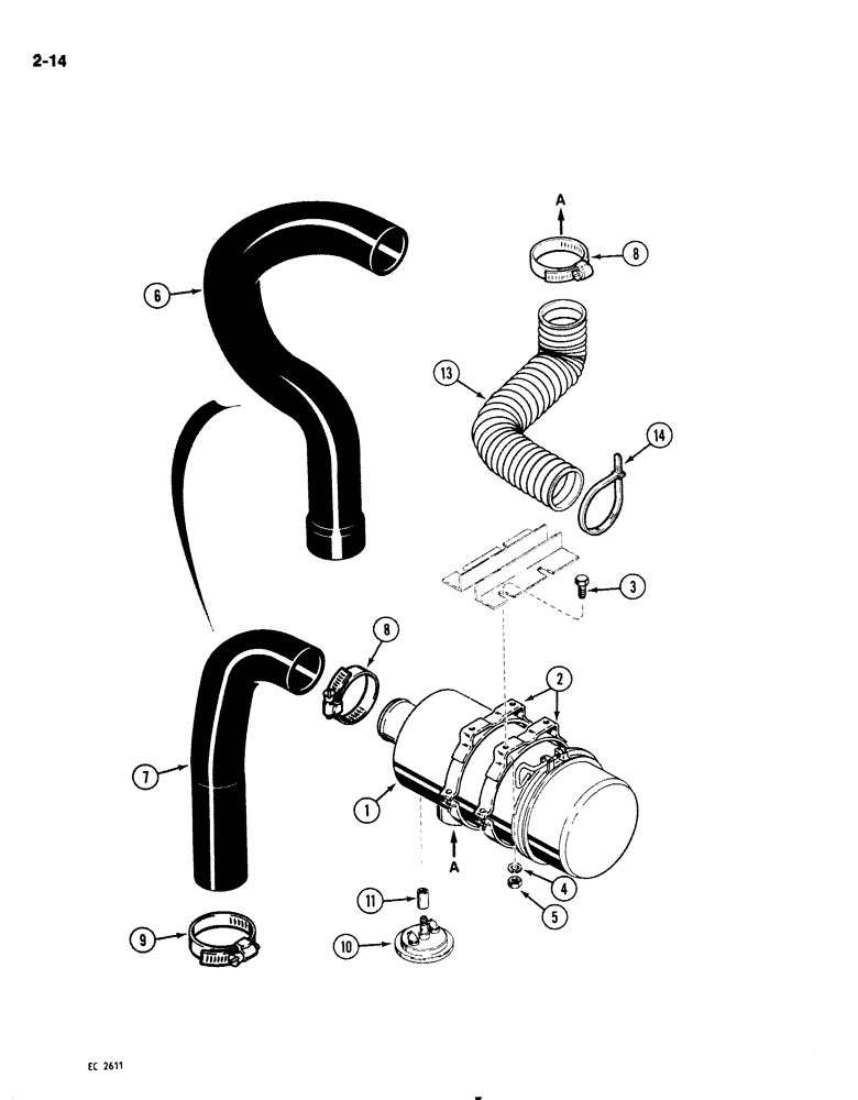 Схема запчастей Case IH 1818 - (2-014) - AIR CLEANER AND MOUNTING PARTS (02) - ENGINE