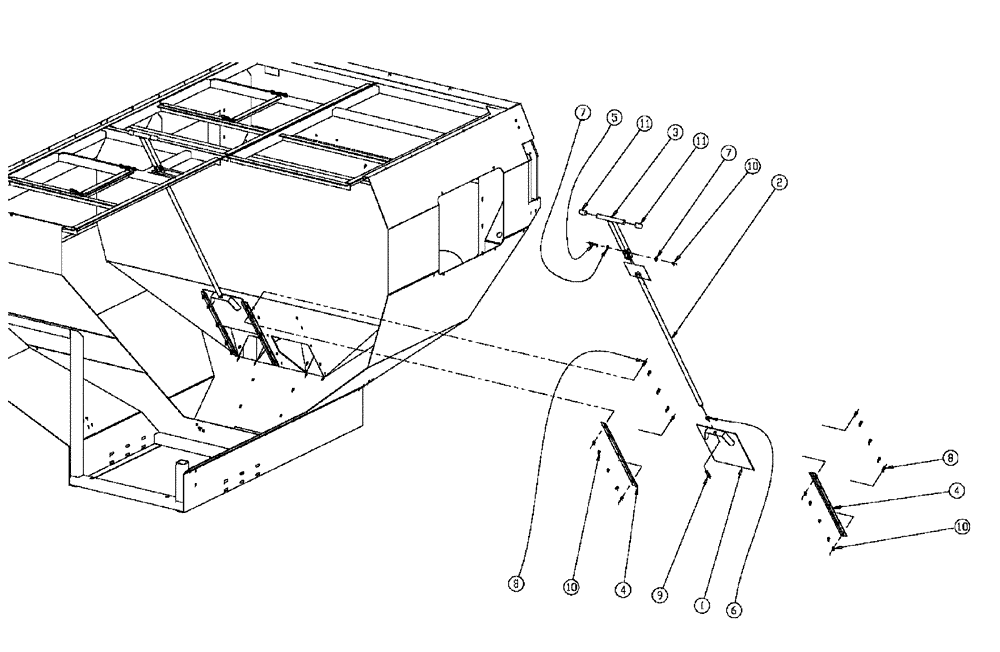 Схема запчастей Case IH FLX810 - (01-002) - GATE GROUP, AUXILIARY BIN Basic Unit