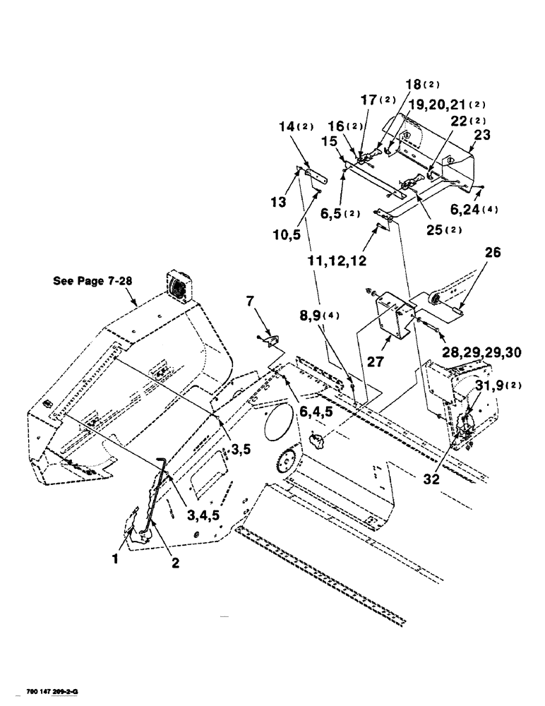 Схема запчастей Case IH SC414 - (7-24) - SHIELD ASSEMBLY, RIGHT, 14 FOOT (09) - CHASSIS