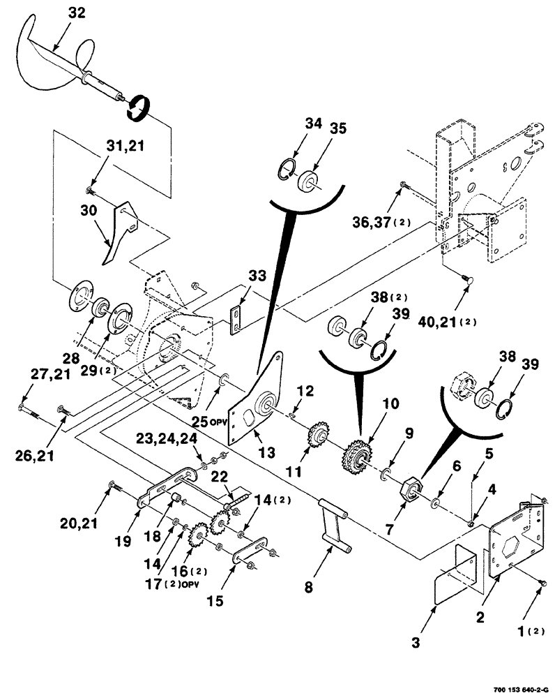 Схема запчастей Case IH RS561A - (2-022) - STUFFER, AUGER AND DRIVE ASSEMBLIES,  LEFT Driveline