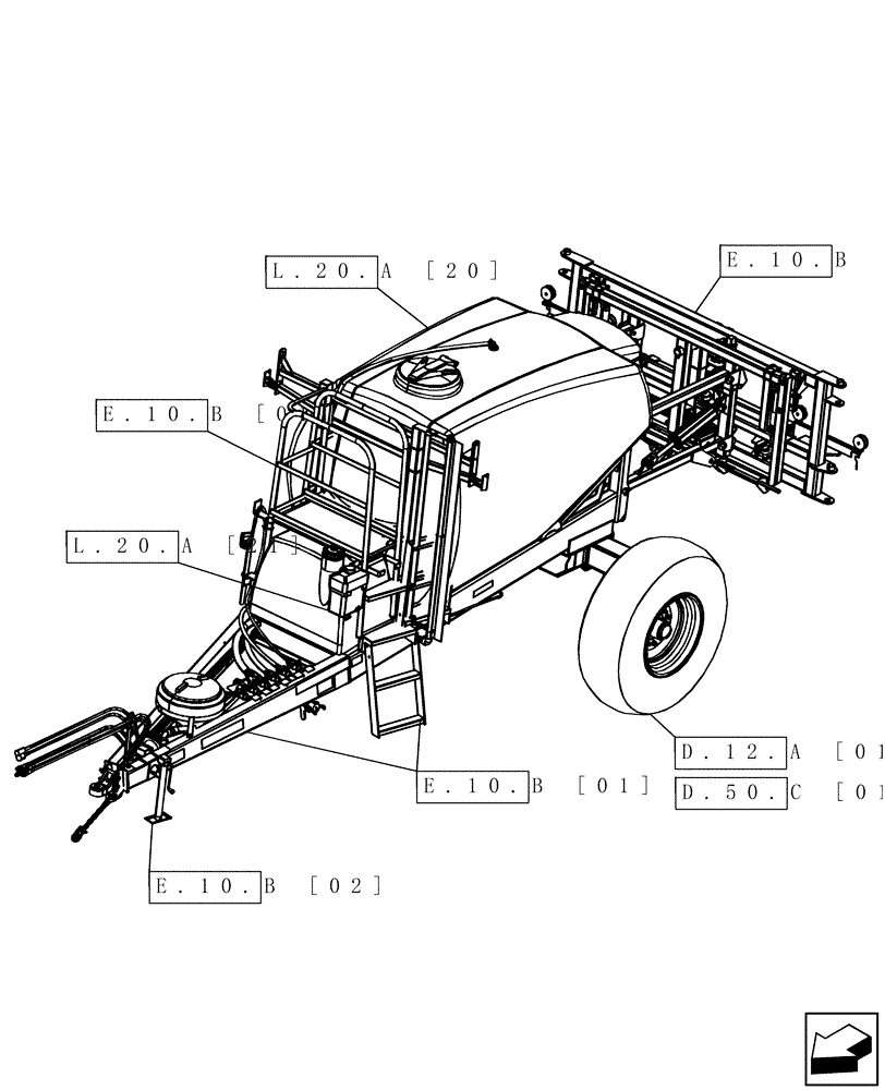 Схема запчастей Case IH SRX160 - (A[01]) - PICTORIAL INDEX - SUSPENDED BOOM SPRAYER A - Distribution Systems