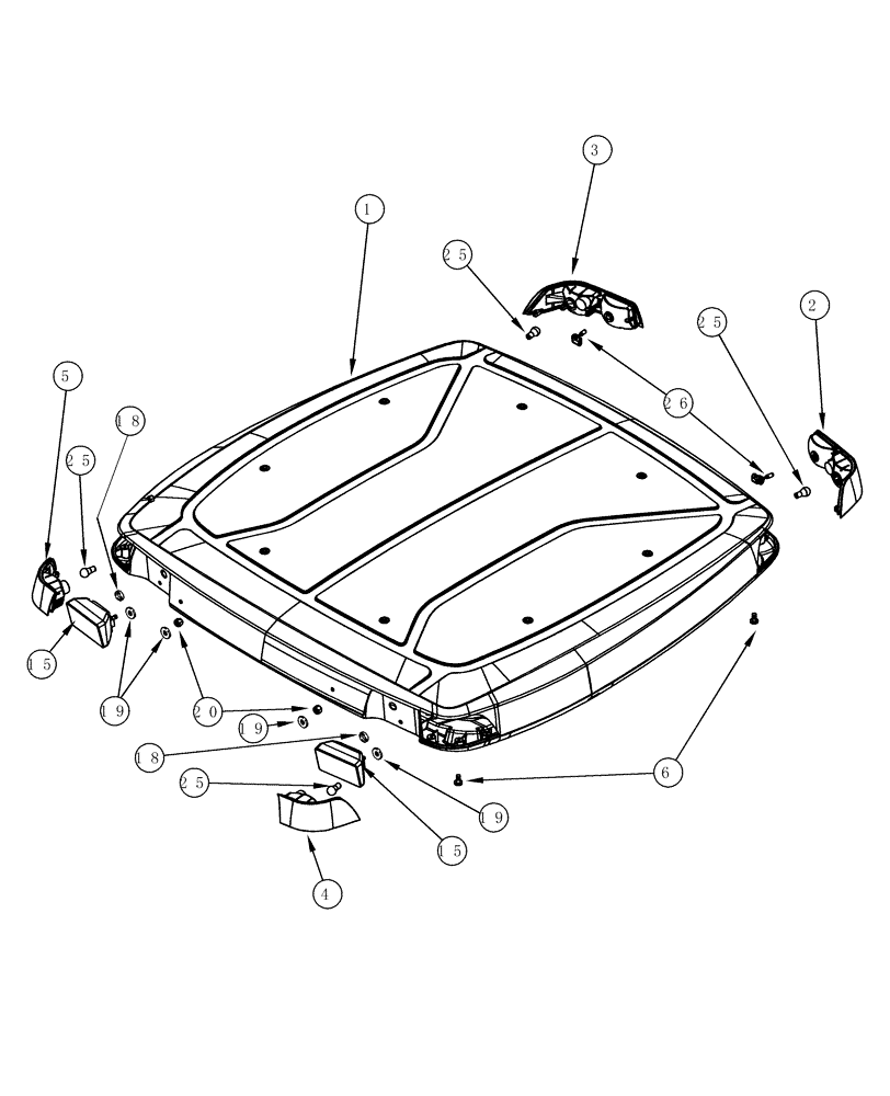 Схема запчастей Case IH MX200 - (04-31) - LAMPS CAB ROOF, N.A. ONLY (04) - ELECTRICAL SYSTEMS