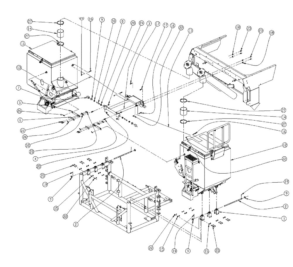 Схема запчастей Case IH 438 - (06-009) - BIN MOUNT GROUP, TRIPLE BIN, 50 Bin Group