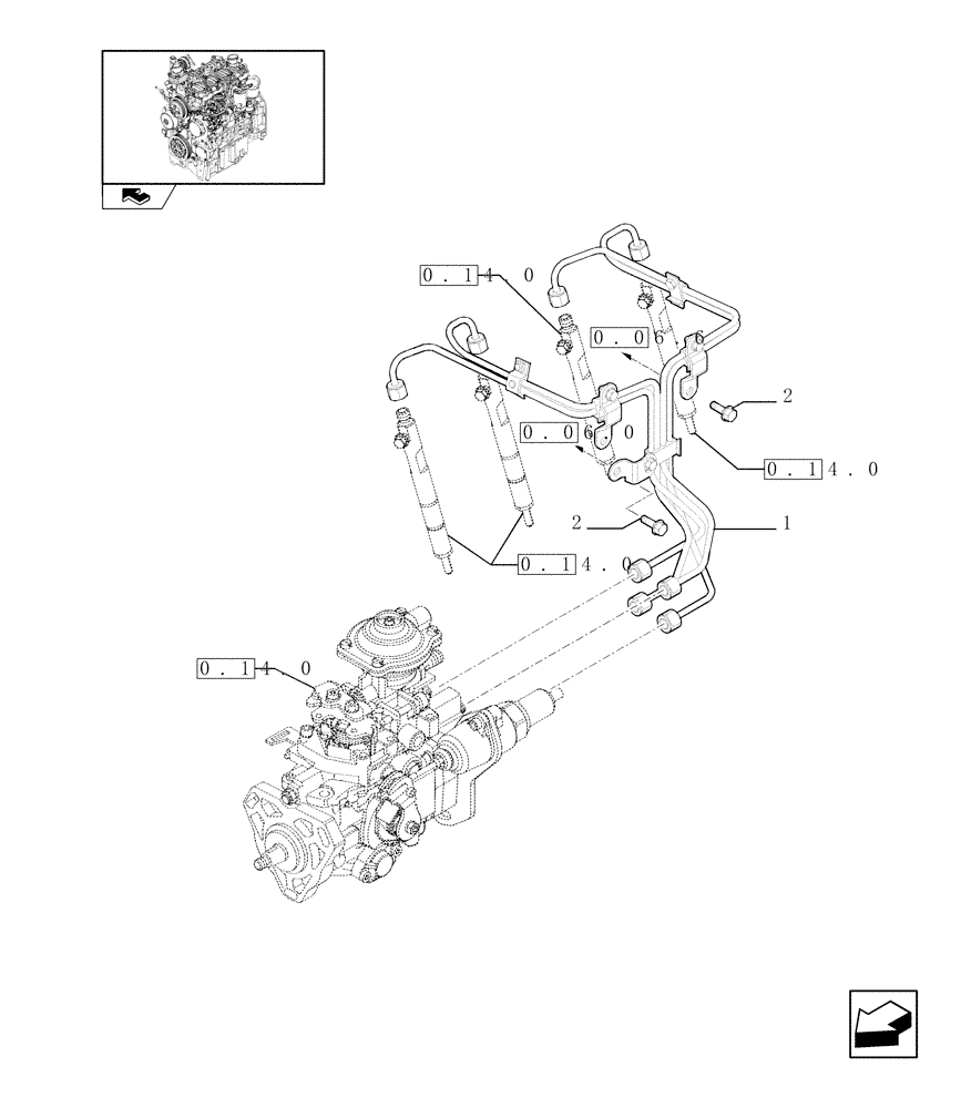 Схема запчастей Case IH FARMALL 65C - (0.14.9) - INJECTION EQUIPMENT - PIPING (01) - ENGINE