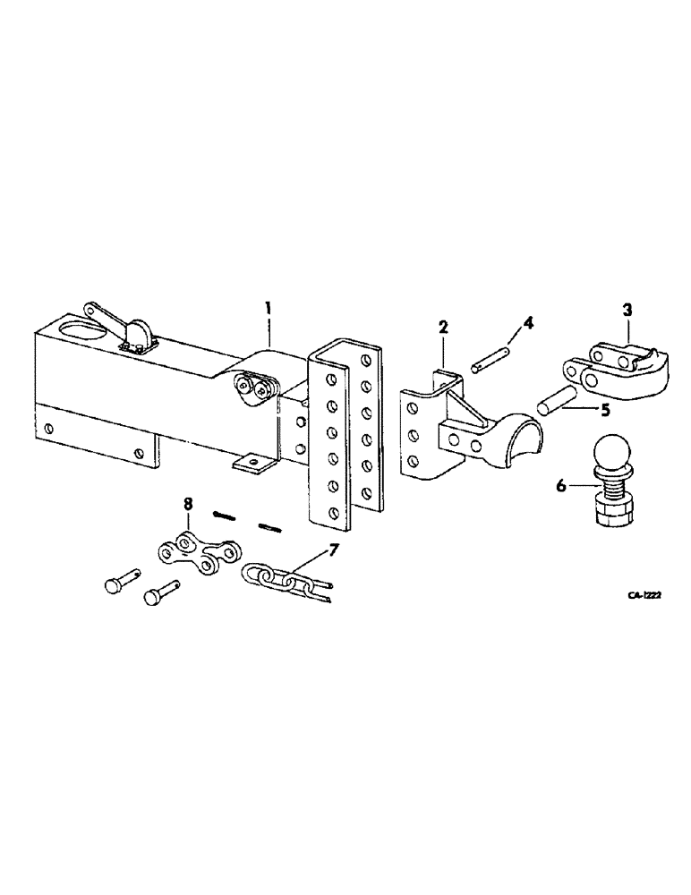 Схема запчастей Case IH VARIOUS - (B-114) - TRAILER HITCH AND SAFETY CHAIN, BALL & SOCKET TYPE, FOR 95 TRAILERS W/SURGE BREAKS BUILT 1970&SINCE 