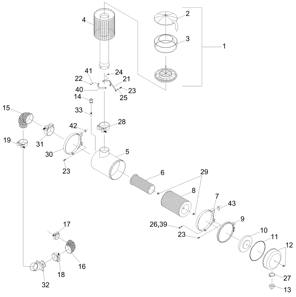 Схема запчастей Case IH A7700 - (C03.03[01]) - Air Cleaner {M11/QSM11} (01) - ENGINE