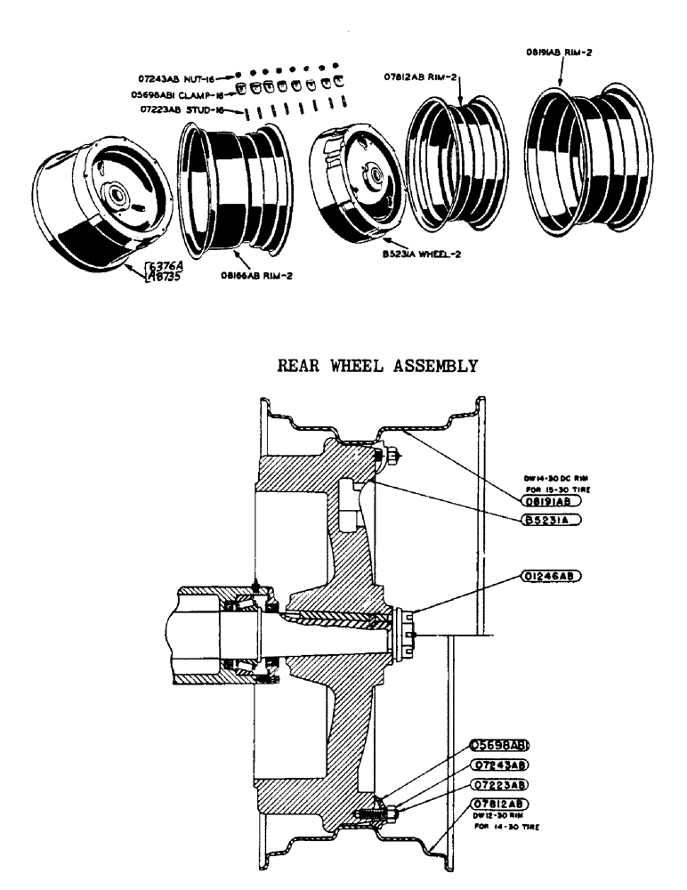 Схема запчастей Case IH 500-SERIES - (064) - REAR WHEELS, FOR 14-30, 15-30 AND 18-26 TIRES (06) - POWER TRAIN