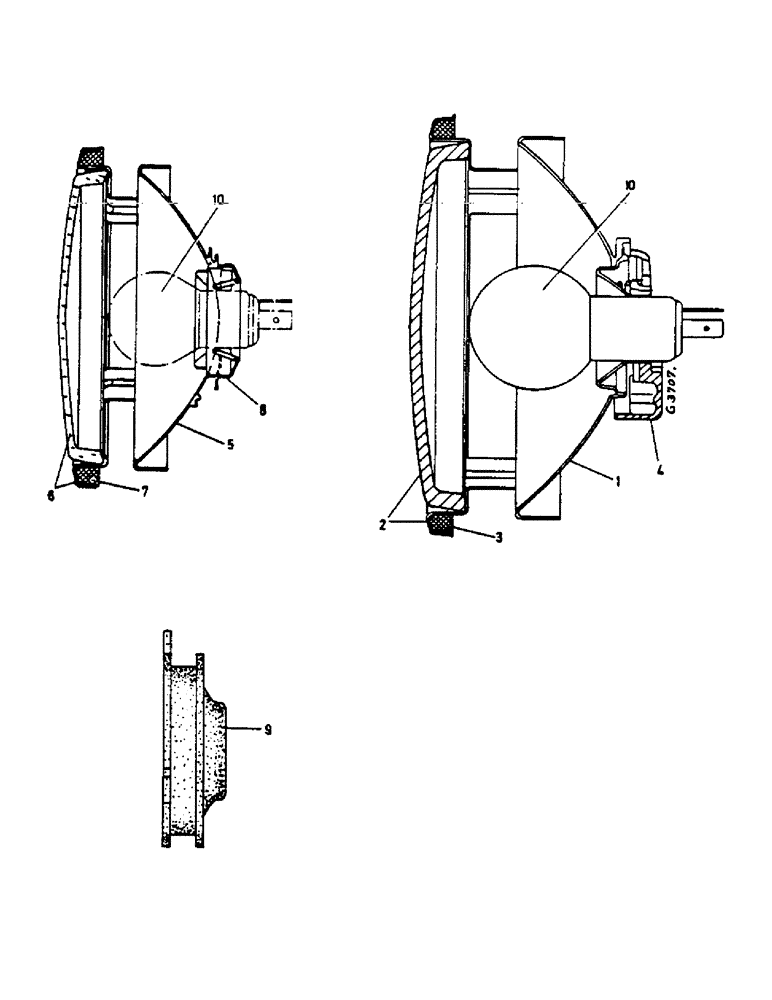 Схема запчастей Case IH 824 - (105) - HEAD LIGHT (04) - ELECTRICAL SYSTEMS