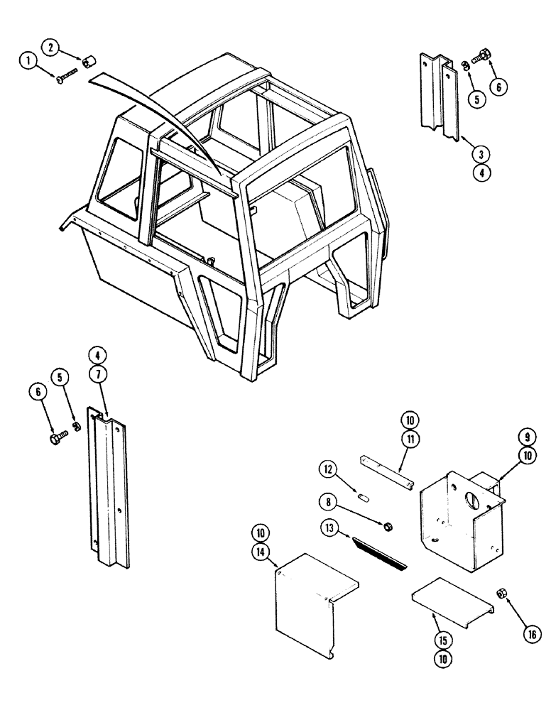 Схема запчастей Case IH 1490 - (P08-1) - CAB, BATTERY HOLDER (10) - OPERATORS PLATFORM/CAB