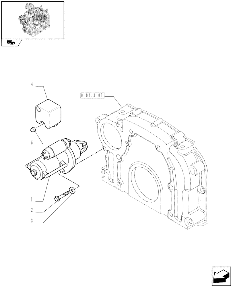 Схема запчастей Case IH FARMALL 80 - (0.36.0) - STARTER MOTOR (01) - ENGINE