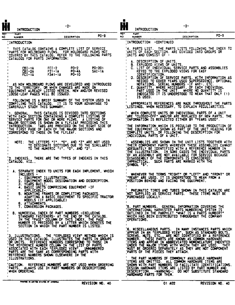 Схема запчастей Case IH 641 - (2) - INTRODUCTION 