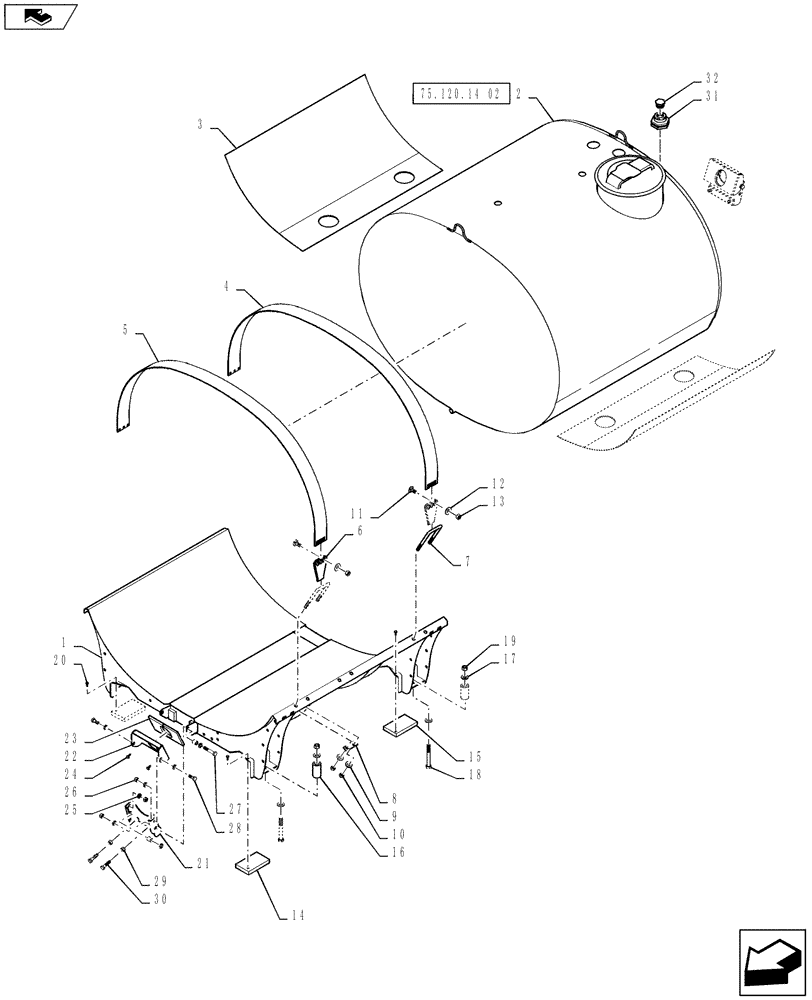 Схема запчастей Case IH 3230 - (75.120.10) - TANK MOUNT, 800 GALLON, SS (75) - SOIL PREPARATION