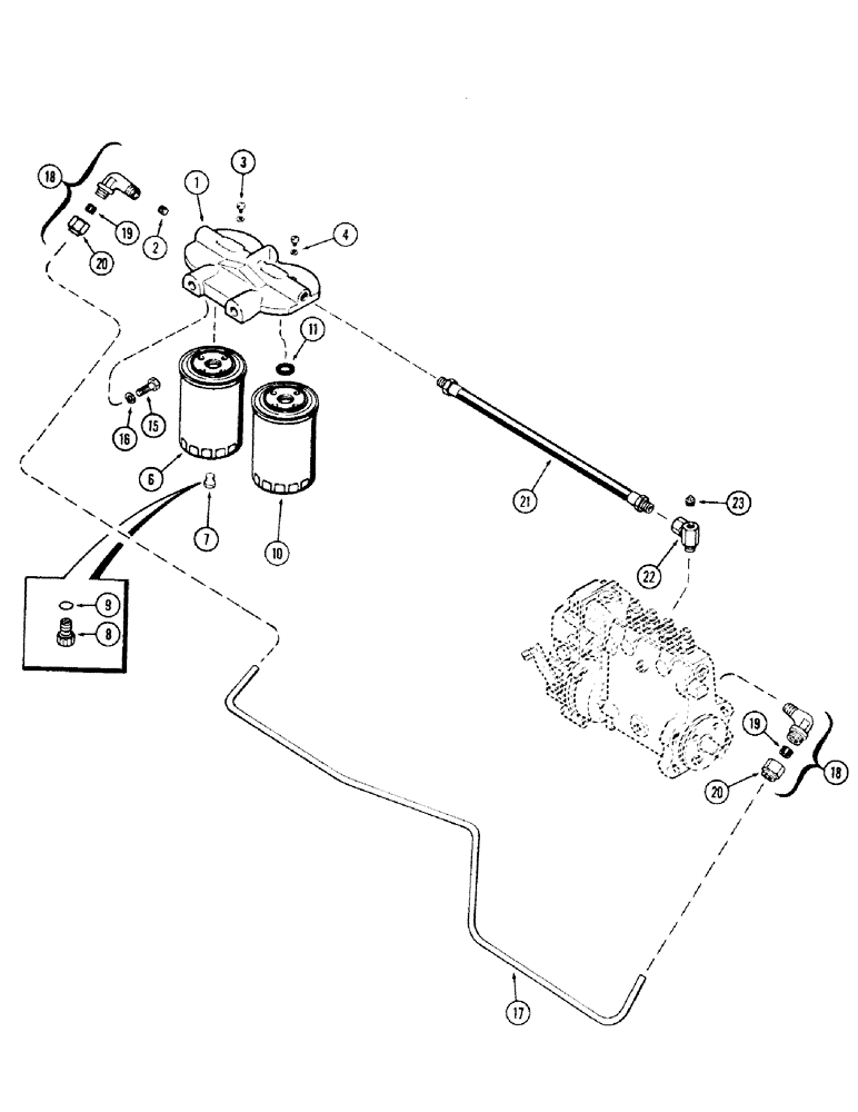 Схема запчастей Case IH 870 - (064) - FUEL INJECTION FILTER SYSTEM, (336B) DIESEL ENGINE, 1ST USED ENGINE SEIAL NUMBER 2323001 (03) - FUEL SYSTEM