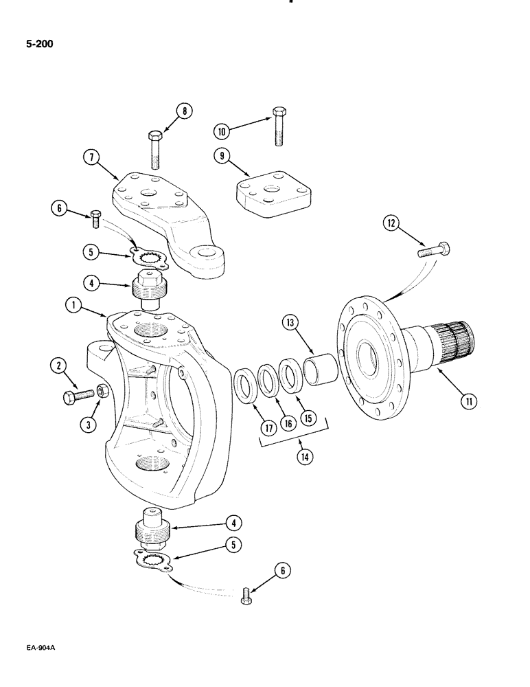 Схема запчастей Case IH 885 - (5-200) - STEERING KNUCKLE, 4 WHEEL DRIVE (05) - STEERING