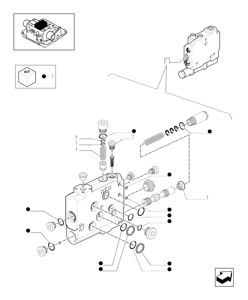 Схема запчастей Case IH MXM190 - (1.82.7/14D) - (VAR.252-718) PRIORITY VALVE - COMPONENT PARTS (07) - HYDRAULIC SYSTEM