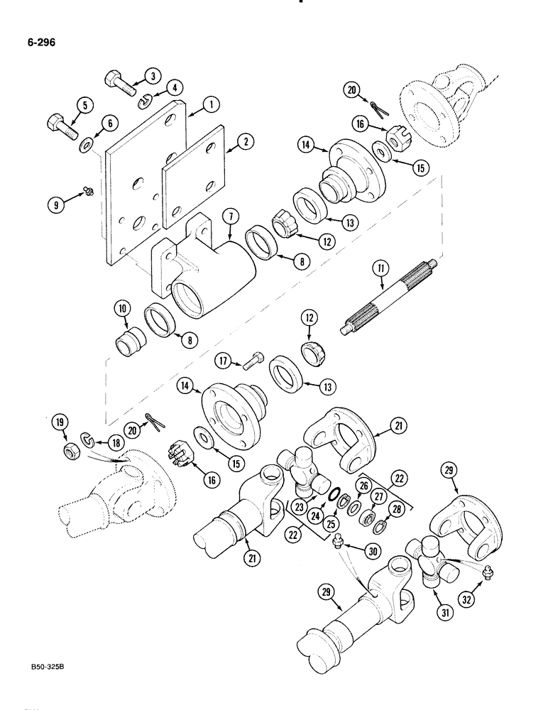 Схема запчастей Case IH 885 - (6-296) - PROPELLER SHAFT, 4 WHEEL DRIVE (06) - POWER TRAIN