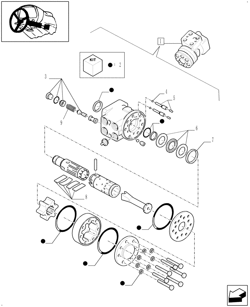 Схема запчастей Case IH MXM130 - (1.95.5/ A) - HYDRAULIC STEERING BREAKDOWN (10) - OPERATORS PLATFORM/CAB