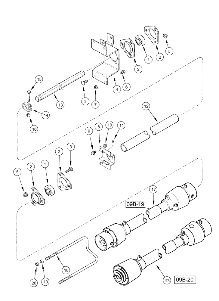 Схема запчастей Case IH 1020 - (09B-15) - KNIFE JACKSHAFT DRIVE - 22.5 AND 25.0 FOOT HEADERS (09) - CHASSIS/ATTACHMENTS