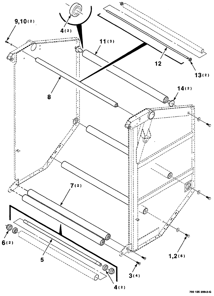 Схема запчастей Case IH RS561 - (06-010) - TAILGATE ROLLER ASSEMBLIES (13) - FEEDER