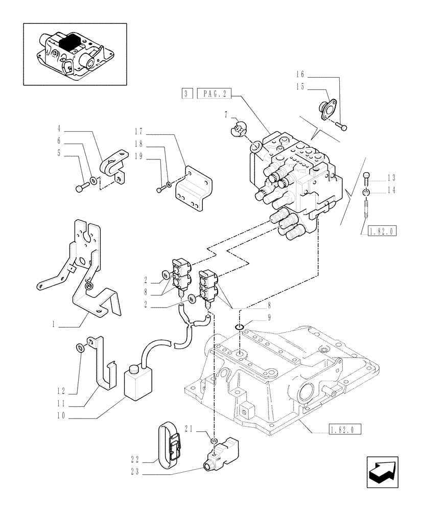 Схема запчастей Case IH MXM155 - (1.82.7[01]) - EXTRA EXTERNAL CONTROL VALVES AND PIPES (07) - HYDRAULIC SYSTEM