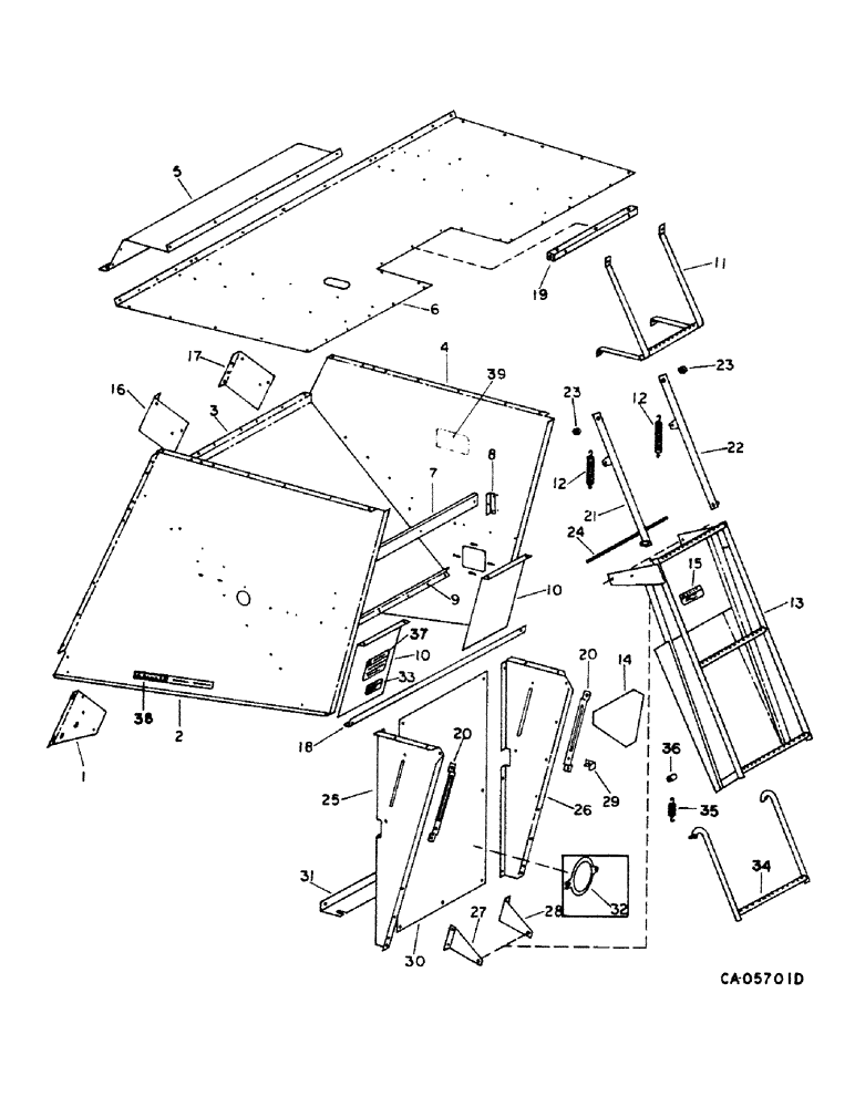 Схема запчастей Case IH 1440 - (20-05) - SEPARATOR, SEPARATOR HOOD AND SERVICE LADDER, S/N 2389 AND ABOVE Separation