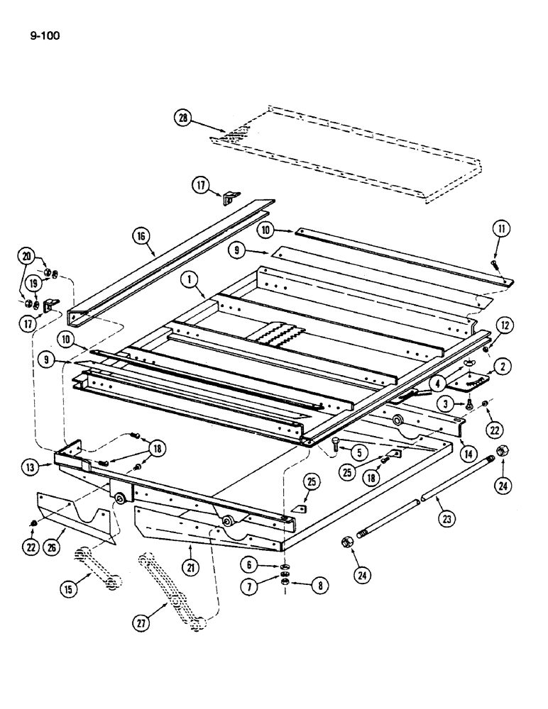 Схема запчастей Case IH 1620 - (9-100) - SHOE SIEVE (14) - ROTOR, CONCANVES & SIEVE