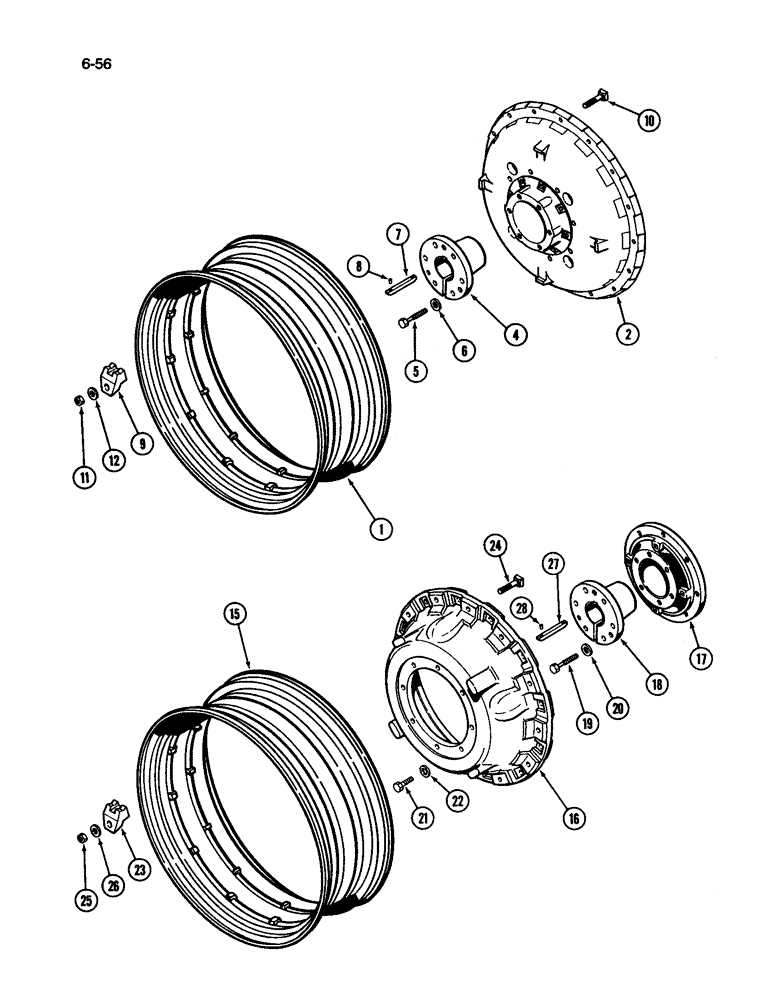 Схема запчастей Case IH 3594 - (6-056) - REAR WHEELS (06) - POWER TRAIN