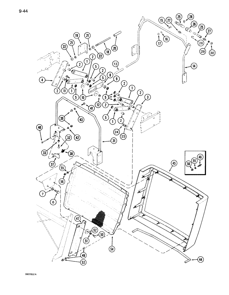 Схема запчастей Case IH 7150 - (9-044) - HOOD SUPPORTS, HINGE AND LATCH, AND LOWER GRILLE (09) - CHASSIS/ATTACHMENTS