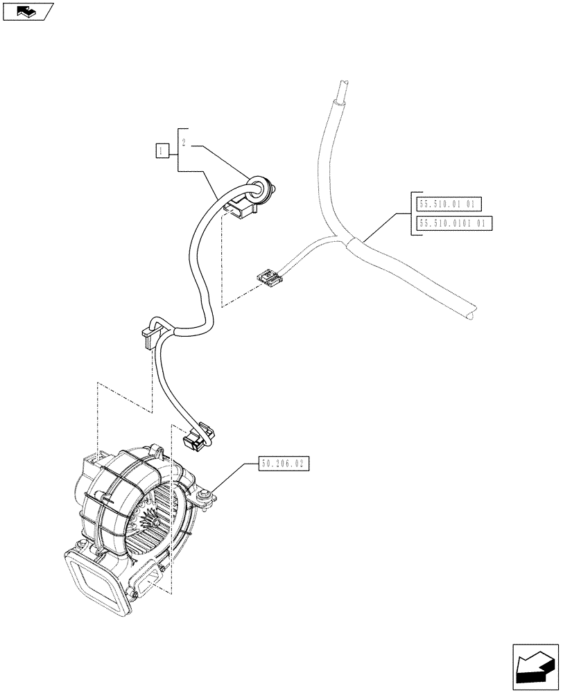 Схема запчастей Case IH FARMALL 65C - (55.510.09) - HEATING/AIR CONDITIONING FAN CABLE (55) - ELECTRICAL SYSTEMS