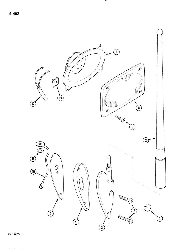 Схема запчастей Case IH 885 - (9-482) - LOUDSPEAKER AND ANTENNA (09) - CHASSIS/ATTACHMENTS