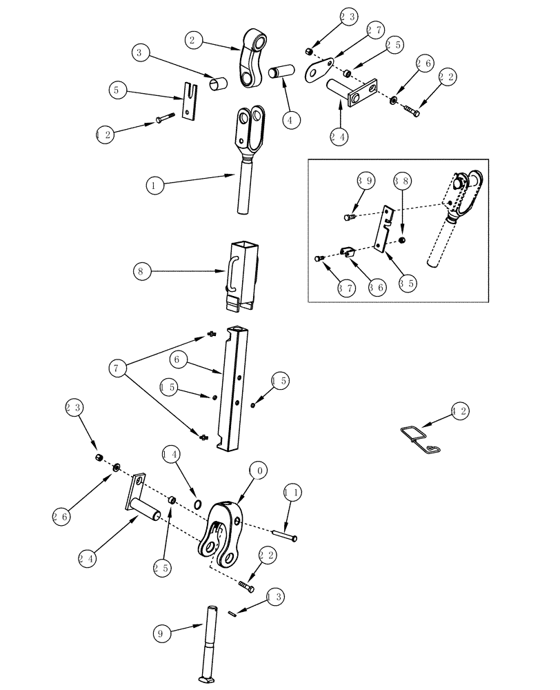 Схема запчастей Case IH MX200 - (09-52) - LIFT LINKS HITCH, WITH STANDARD CLEARANCE HITCH ONLY, BSN JJA0112726 (09) - CHASSIS/ATTACHMENTS