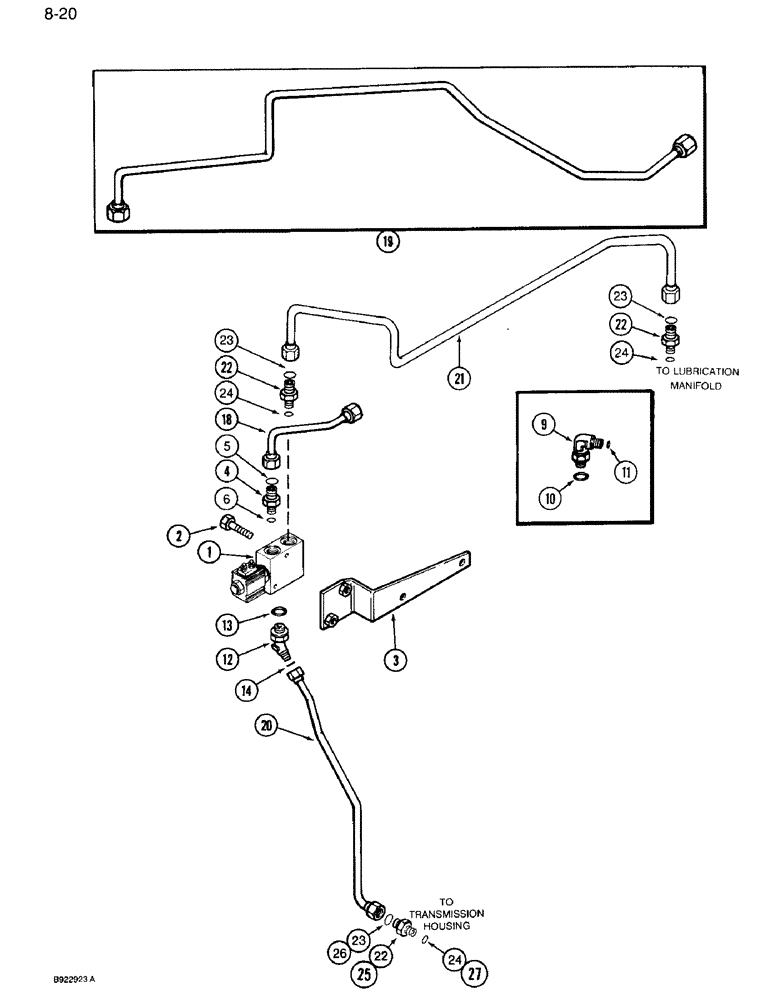 Схема запчастей Case IH 7110 - (8-20) - TRANSMISSION SOLENOID VALVE TUBES, WITH MECHANICAL FRONT DRIVE (08) - HYDRAULICS