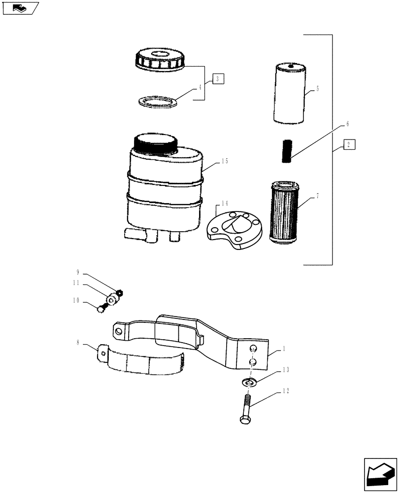 Схема запчастей Case IH FARMALL 55A - (41.200.03) - POWER STEERING RESERVOIR (41) - STEERING