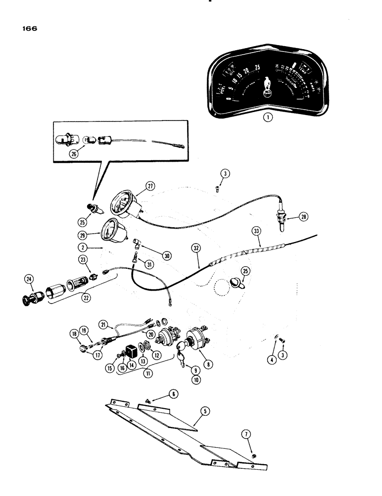 Схема запчастей Case IH 830-SERIES - (166) - INSTRUMENT PANEL AND INSTRUMENTS, 730 AND830 GASOLINE TRACTOR, 1ST USED TRAC. S/N 8201146 (04) - ELECTRICAL SYSTEMS