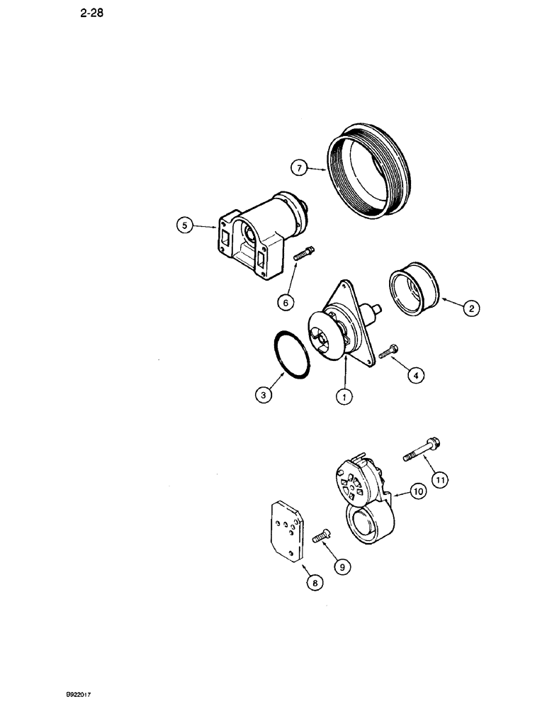 Схема запчастей Case IH 7120 - (2-28) - WATER PUMP SYSTEM, 6T-830 ENGINE (02) - ENGINE