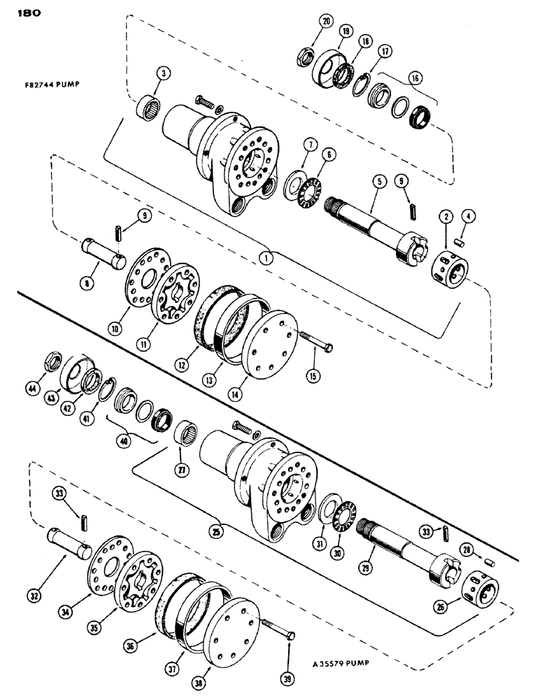 Схема запчастей Case IH 430 - (180) - HYDROSTATIC STEERING, F82744 PUMP/A35579 PUMP (05) - STEERING