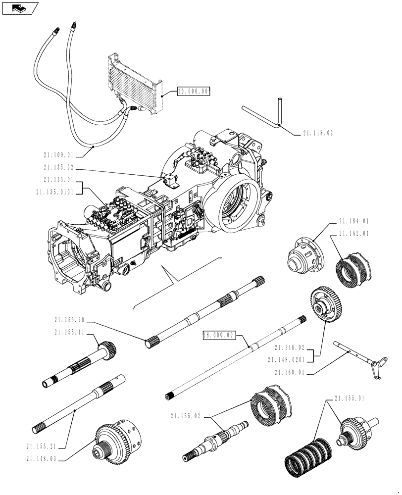 Схема запчастей Case IH PUMA 215 - (21.000.00[02]) - PICTORIAL INDEX - TRANSMISSION (21) - TRANSMISSION