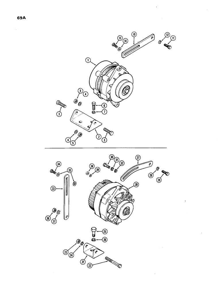 Схема запчастей Case IH 1270 - (069A) - ALTERNATOR MOUNTING, 451BDT, DIESEL ENGINE (04) - ELECTRICAL SYSTEMS