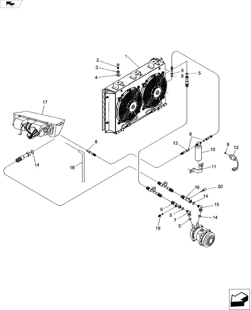 Схема запчастей Case IH A4000 - (B07.01[01]) - HYDRAULIC CIRCUIT (AIR CONDITIONING) Hydraulic Components & Circuits