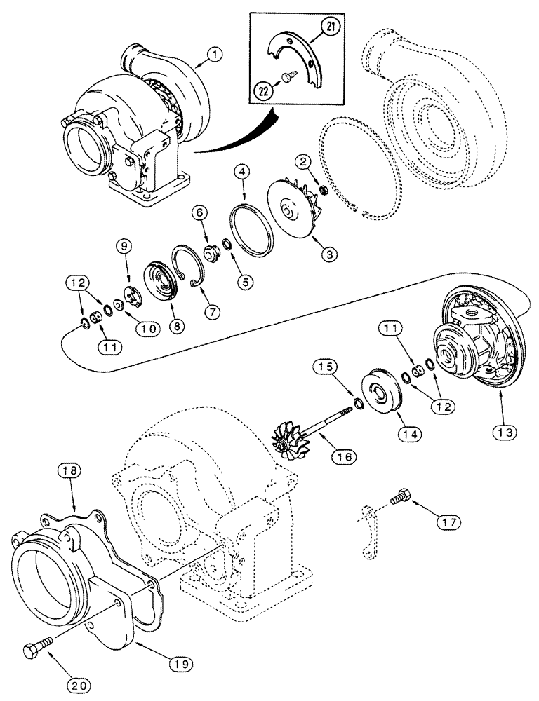 Схема запчастей Case IH 8940 - (2-032) - TURBOCHARGER ASSEMBLY, 6T-830 AND 6TA-830 EMISSIONS CERTIFIED ENGINE (02) - ENGINE