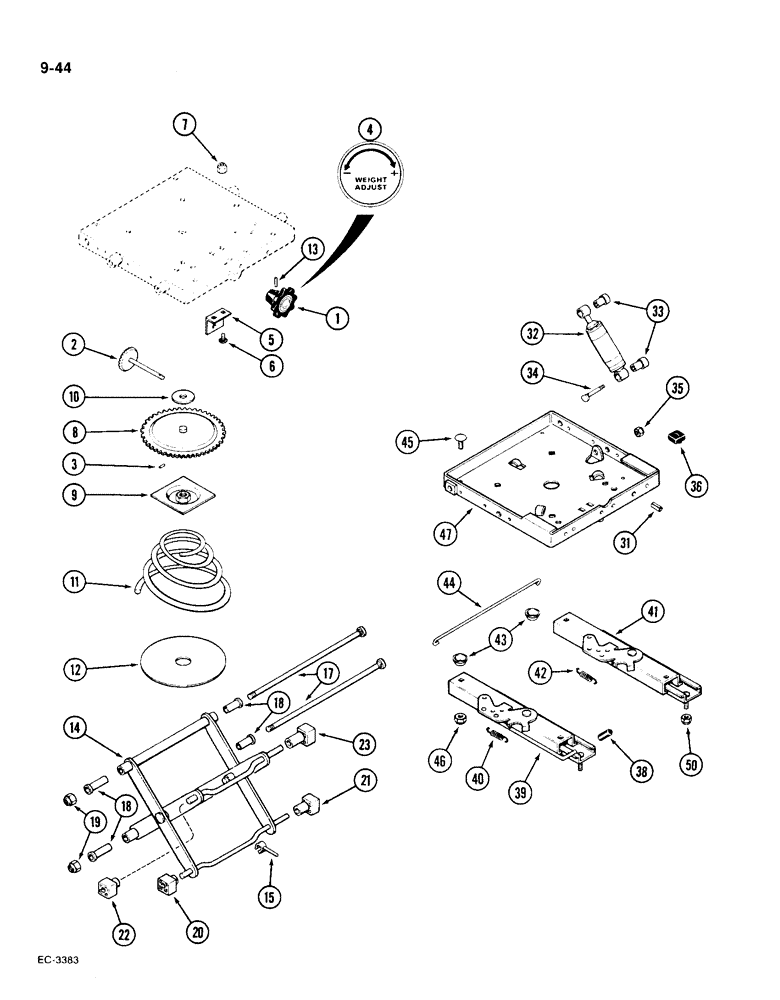 Схема запчастей Case IH 1896 - (9-044) - VINYL SEAT, WITHOUT SWIVEL (09) - CHASSIS/ATTACHMENTS