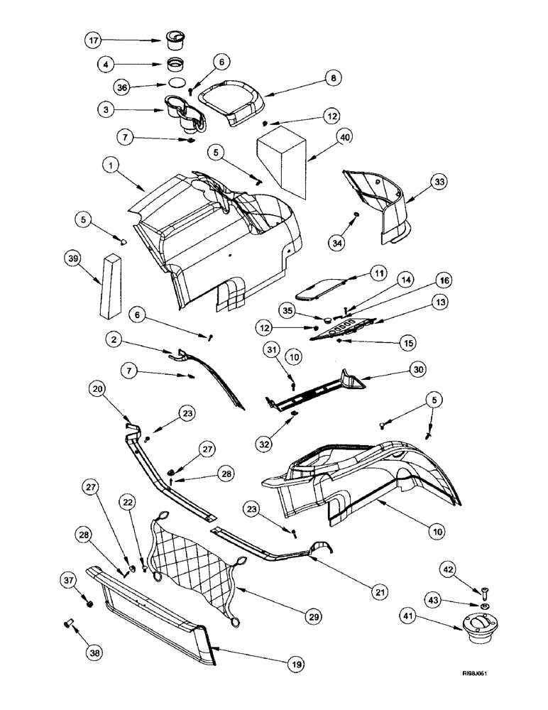 Схема запчастей Case IH MX200 - (9-056) - CAB, TRIM, FENDERS (09) - CHASSIS/ATTACHMENTS